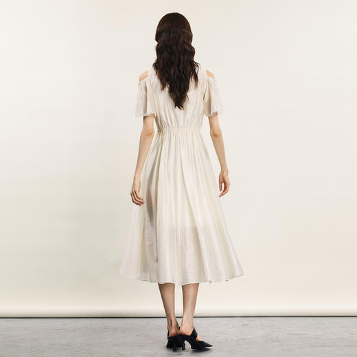 谜底新中式连衣裙短袖2024夏新品复古绣花露肩袖中长裙242ML0597 商品图2