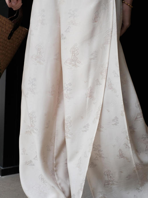 盛唐牡丹 |桃花源香槟色真丝提花裤 商品图0