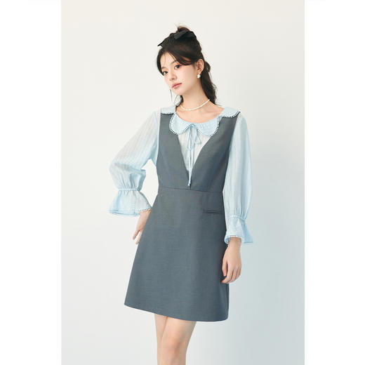 【严选】诗凡黎春假两件拼接设计花瓣领连衣裙SF3190201 商品图0