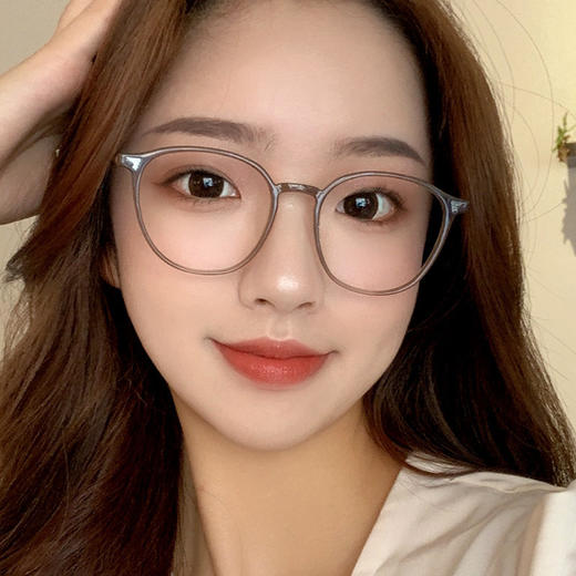 防蓝光平光眼镜女款高清护眼经典复古可爱椭圆框近视眼镜框架 商品图2