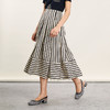 谜底条纹半身裙女2024年夏款复古文艺风高腰拼接中长裙242MB0645 商品缩略图1