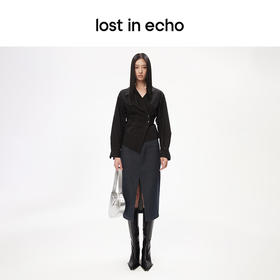 [断码]lost in echo设计师品牌小众撞色复古潮流开衩牛仔裙中长半身裙
