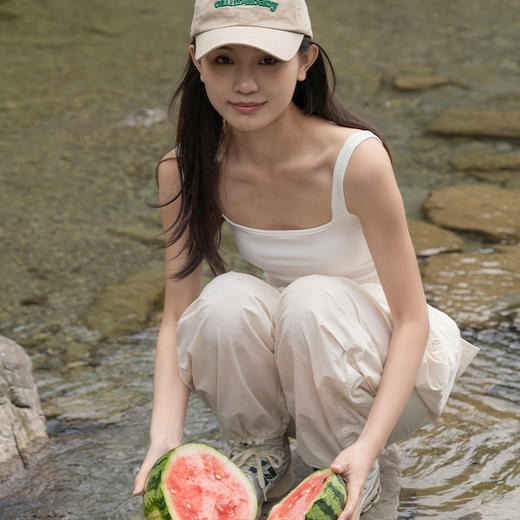 靴下物吊带背心女带胸垫白色春夏薄款法式方领 商品图0