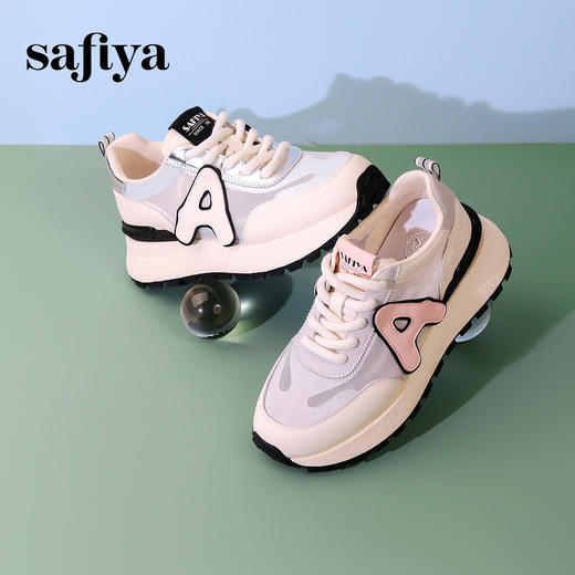 Safiya/索菲娅2024春潮流拼接轻便网面透气厚底阿甘运动鞋 SF41112432 商品图12
