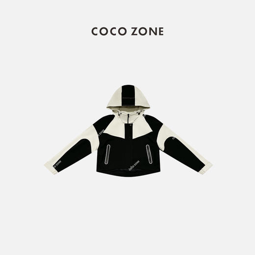 COCO ZONE202撞色拼接连帽时尚外套气质通勤拉链上衣CC2A0392 商品图0