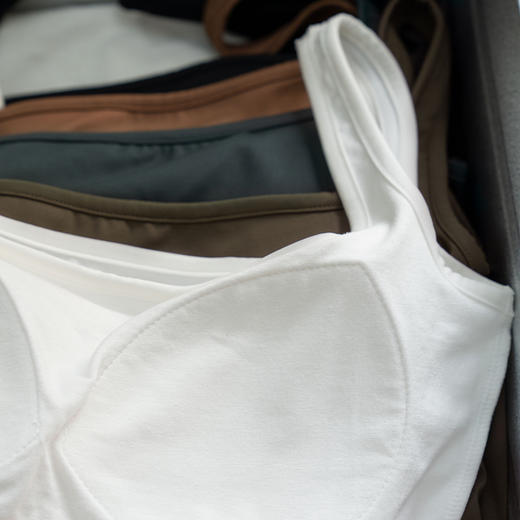 靴下物吊带背心女带胸垫白色春夏薄款法式方领 商品图3