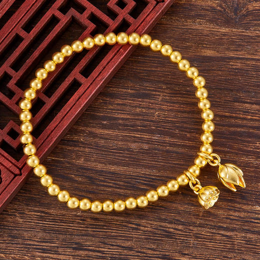 【限时克减150元】足金999 #两世欢 #古法两世欢圆珠（圆珠约4-4.5mm）手串(周长约16.5-17.5cm)(YGFSC00011-2)补差价）预售产品下单后不退款不退货不换货不补差价 商品图1