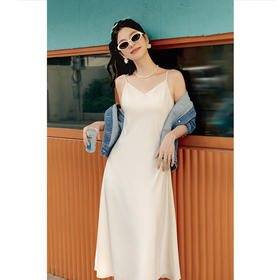 【严选】诗凡黎绸面吊带质感连衣裙SF4490901