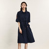 谜底连衣裙短袖女2024年夏季新品工装风复古宽松中长裙242ML0680 商品缩略图0