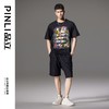 PINLI品立2024夏季新款烫钻字母印花圆领短袖T恤男士BG242111039 商品缩略图1