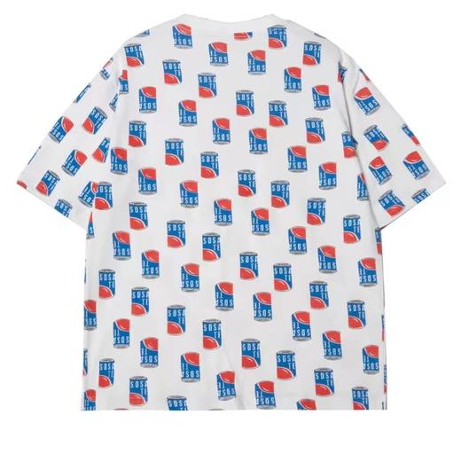 T497满印瓶子印花情侣短袖圆领宽松百搭潮流街头小众设计T恤男 商品图1