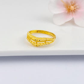 【限时克减150元元】足金999.99 五9黄金镂空仿钻活口女戒(AFWJ010JZ00005)（预售产品下单后不退款不退货不换货不补差价（预售产品下单后不退款不退货不换货不补差价