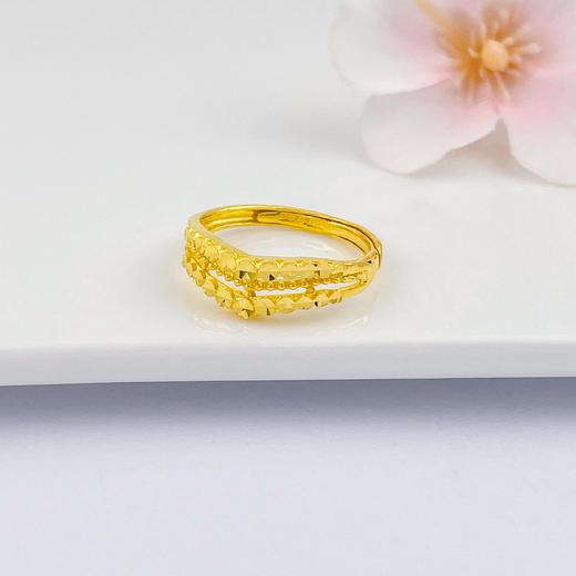 【限时克减150元元】足金999.99 五9黄金镂空仿钻活口女戒(AFWJ010JZ00005)（预售产品下单后不退款不退货不换货不补差价（预售产品下单后不退款不退货不换货不补差价 商品图0