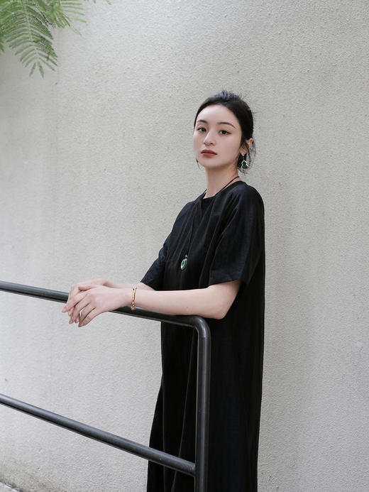 盛唐牡丹 |龟纹香云纱短袖长裙 商品图7