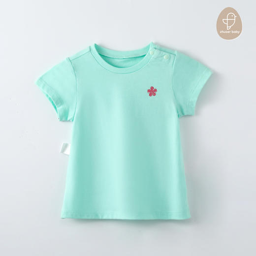 【夏款针织短袖T恤】卓儿代工品牌 出口余单 女童纯棉针织短袖T恤套头衫打底衫圆领上衣 商品图3