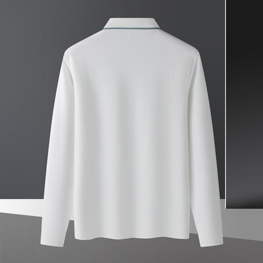 【华夫格含桑蚕丝】罗蒙男士春秋款加厚polo衫男长袖t恤男舒适男polo衫 商品图10