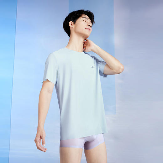 柒牌男士短袖T恤2024夏季凉感抗菌透气亲肤高弹罗纹打底薄款内衣	126F70060 商品图4