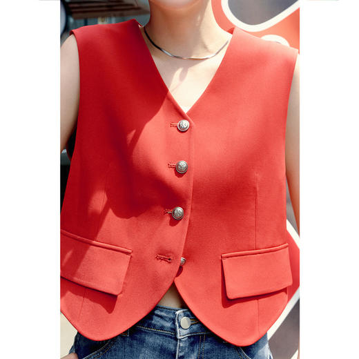 【严选】诗凡黎春精致金属扣装饰马甲SF3410161 商品图3