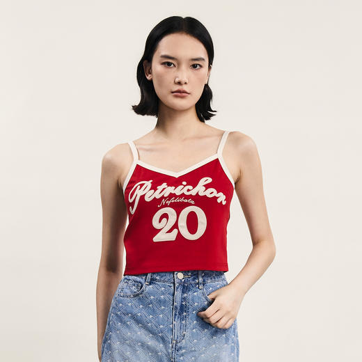 谜底短款修身小吊带女士2024夏季新品复古时尚绣花内搭242MN0615 商品图0