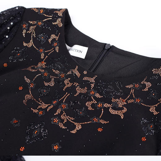 MC808斯尔丽2024春季新款时尚小圆领直身宽松烫钻小礼服款连衣裙 商品图4