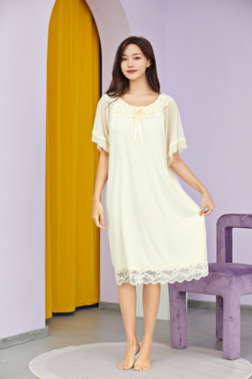 【满2件/99元】【秀黛】女仙女纱纱短袖裙女士夏季睡裙H2551079T【门店同款】【如遇缺货自动退款，介意勿拍】
