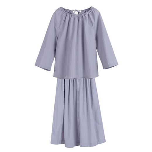 绽放151-152朵/盐缩砂洗80支长绒棉宽松减龄文艺田园T恤半裙套装 商品图4