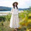 绽放151-152朵/盐缩砂洗80支长绒棉宽松减龄文艺田园T恤半裙套装 商品缩略图1