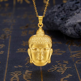 【限时克减150元】足金999 古法空心福字佛头吊坠（不含链）(YGFDZ00250-2)（预售产品下单后不退款不退货不换货不补差价）（预售产品下单后不退款不退货不换货不补差价）