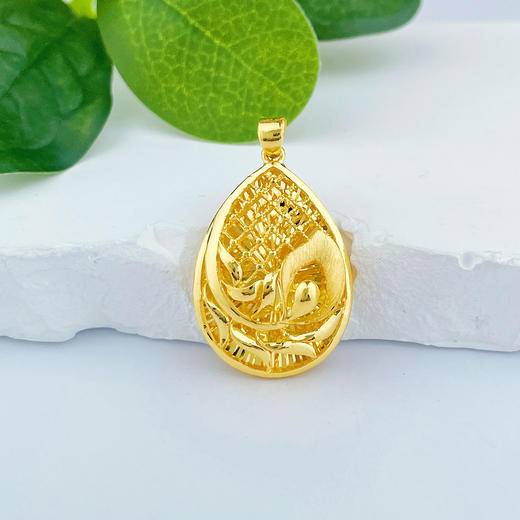 【限时克减150元】足金999.9 枝叶水滴形影底吊坠(AF050DZ00032)预售产品下单后不退款不退货不换货不补差价 商品图0