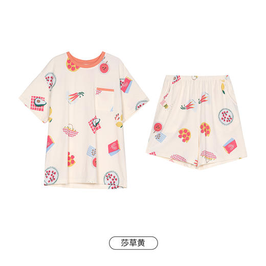 都市丽人生活家居春夏睡衣女32支CVC单面家居服薄款短袖短裤女士棉质套装LH42D5 商品图8