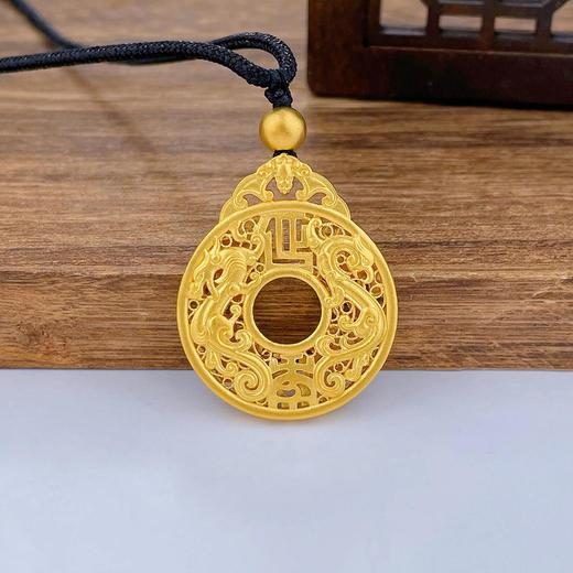 【限时克减150元】足金999 古法镂空双面挂绳龙凤贺岁福首平安扣吊坠（含珠子）(OGFDZ00126)（预售产品下单后不退款不退货不换货不补差价） 商品图0