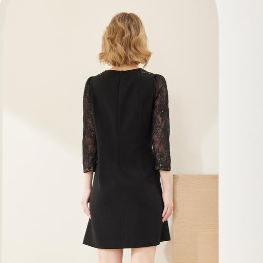 MC808斯尔丽2024春季新款时尚小圆领直身宽松烫钻小礼服款连衣裙 商品图1