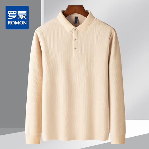 【华夫格】罗蒙男士含桑蚕丝polo衫男长袖t恤男春秋男士polo衫 商品图8