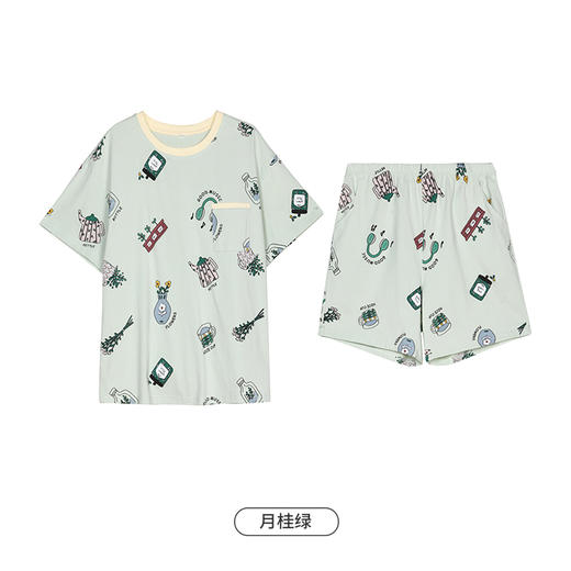 都市丽人生活家居春夏睡衣女32支CVC单面家居服薄款短袖短裤女士棉质套装LH42D5 商品图10