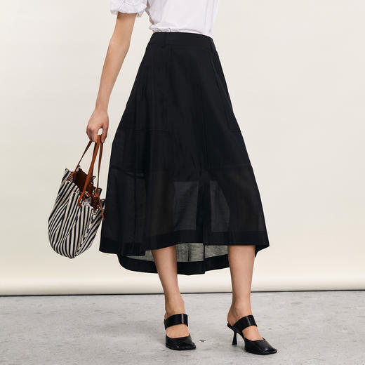 谜底通勤感半身裙女2024夏季新品文艺风柔软中长款半裙242MB0708 商品图1