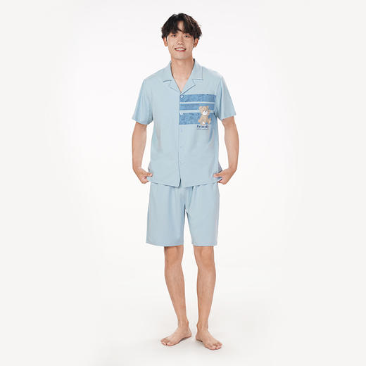 都市丽人亲情蜜语都市锋尚好睡好眠春夏睡衣男32支CVC单面家居服薄款短袖短裤男士棉质套装FH40A8 商品图1