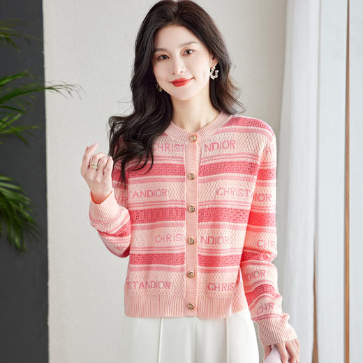 气质优雅，温柔风条纹针织衫HR-MLLJS6691 商品图3