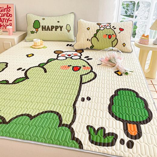 2025卡通小清新凉感丝大版乳胶凉席三件套1.5m2米冰丝凉席子直播 商品图8