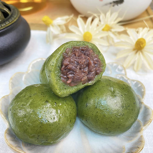 纯素青团 豆沙黑芝麻馅 手工艾叶青团子 商品图2