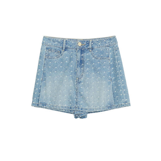 谜底牛仔裤短裤女2024夏季新品复古百搭老花牛仔直筒裤242MK0591 商品图4