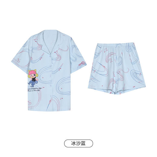 都市丽人生活家居春夏睡衣女32支纯棉单面家居服薄款短袖短裤女士棉质套装LH41D3 商品图11
