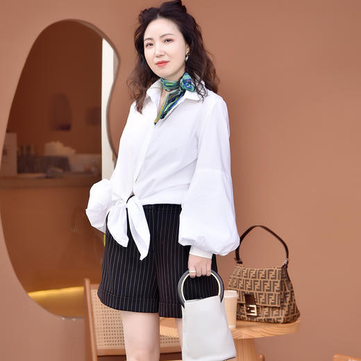 圣三利女装新春秋季休闲条纹短裤SL121C06 商品图2