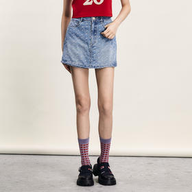 谜底牛仔裤短裤女2024夏季新品复古百搭老花牛仔直筒裤242MK0591