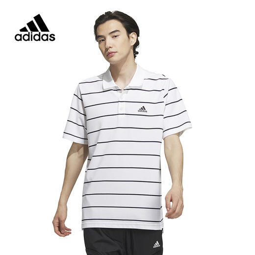 4.8折【自营】adidas/阿迪达斯  男短袖POLO衫休闲运动条纹白色T恤 IA8166 商品图1