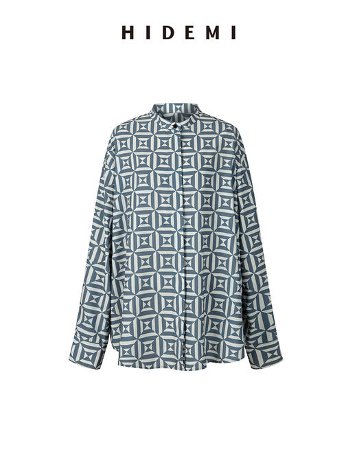 HIDEMI “我们做印花”经典几何图形印花垂顺套装 短袖上衣/阔腿裤/长袖衬衫 商品图11