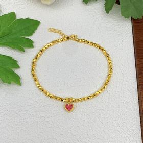 【限时克减150元】足金 #高温珐琅 5G黄金调节蹦迪珠手链高温烧蓝高温珐琅心形手链爱心吊饰手链心形手链(AK5GSL00008)（预售产品下单后不退款不退货不换货不补差价）