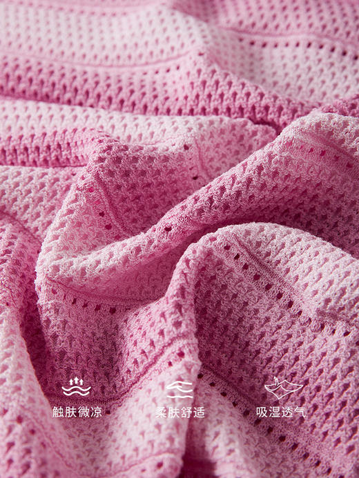 【专属特价】熙世界冰丝镂空短袖针织衫2025夏季新款段染渐变薄款V领T恤上衣 商品图3