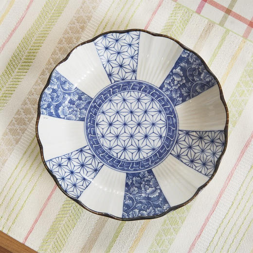 22cm菊形深盘 青花麻叶 商品图2