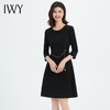 IWY/黑色连衣裙新款七分袖长裙设计感高端商务正式场合淑女气质ol裙子Q13304 商品缩略图1