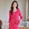 TZW-玫红色西装套装女春季2024新款高级感职业装西服套裙 商品缩略图7